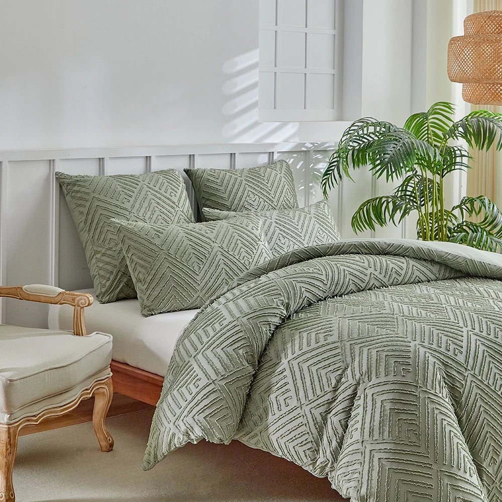 Elegância Textural: Conjunto de Edredom e Fronhas - Casa Ornato