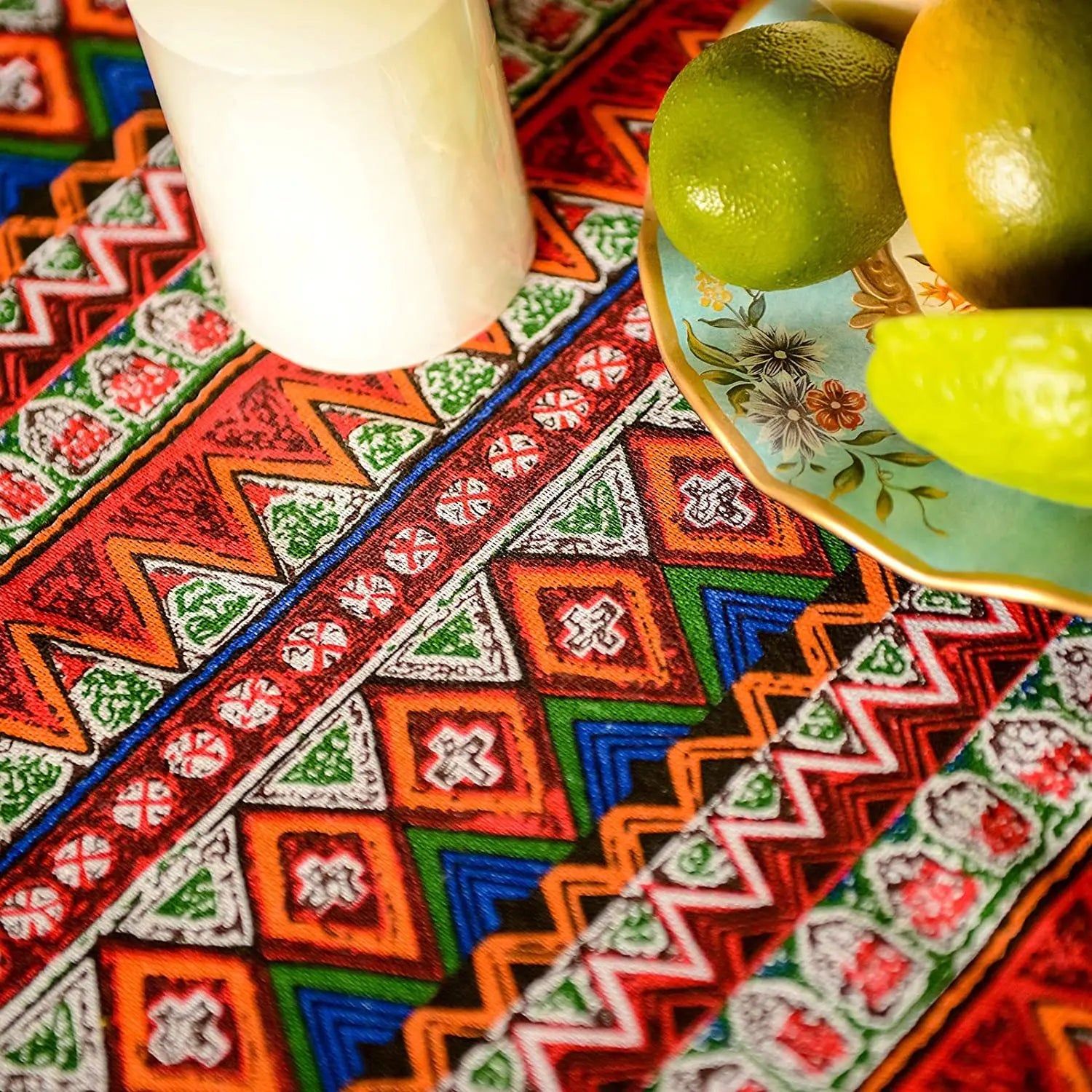 Toalha de mesa antiderrapante, estilo étnico, boêmia, festa do sudeste asiático, europeu e americano, resistente ao desgaste, algodão