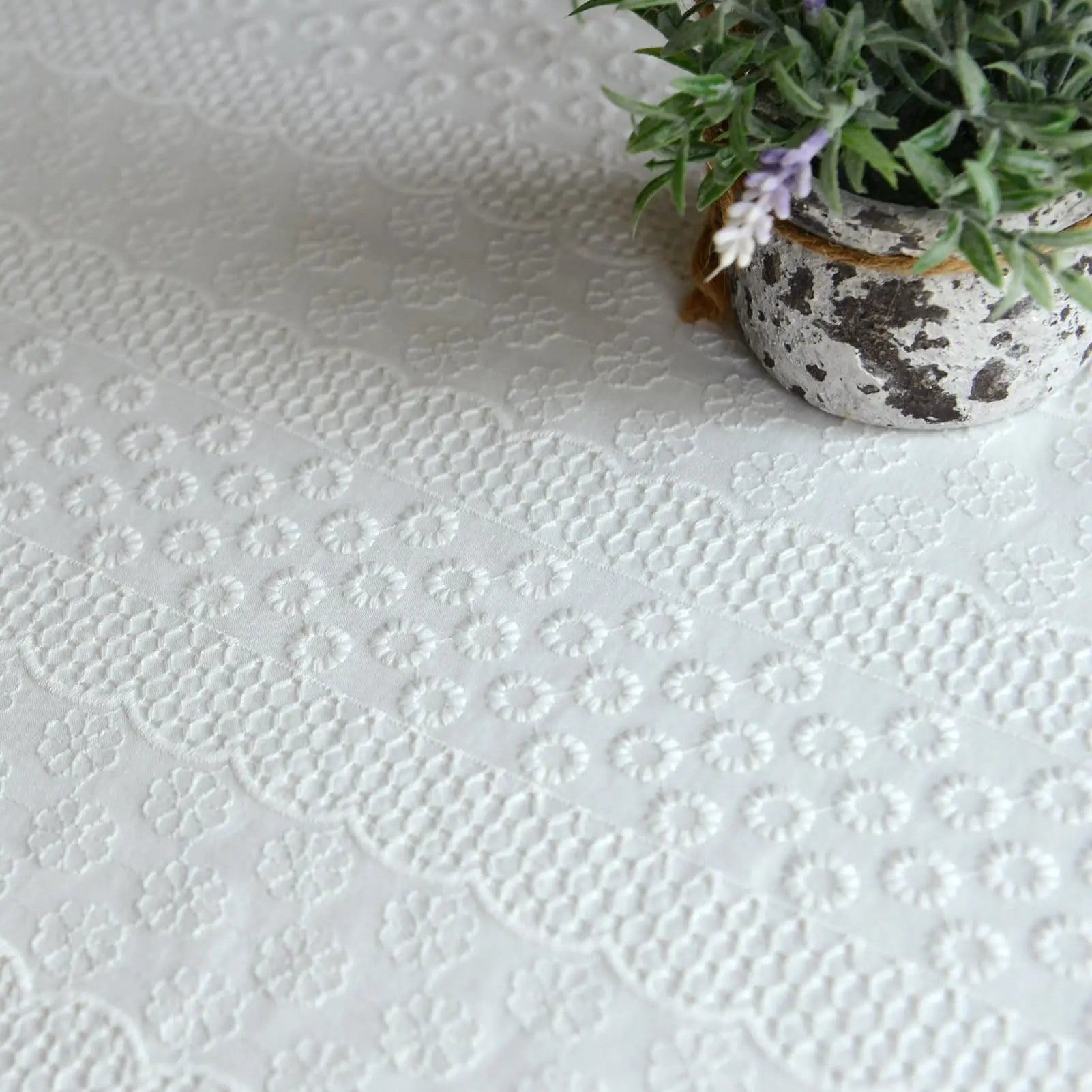 Toalha de mesa de algodão branco francês, renda bordada com babados, toalha de mesa rústica para casa, festa de feriado, natal