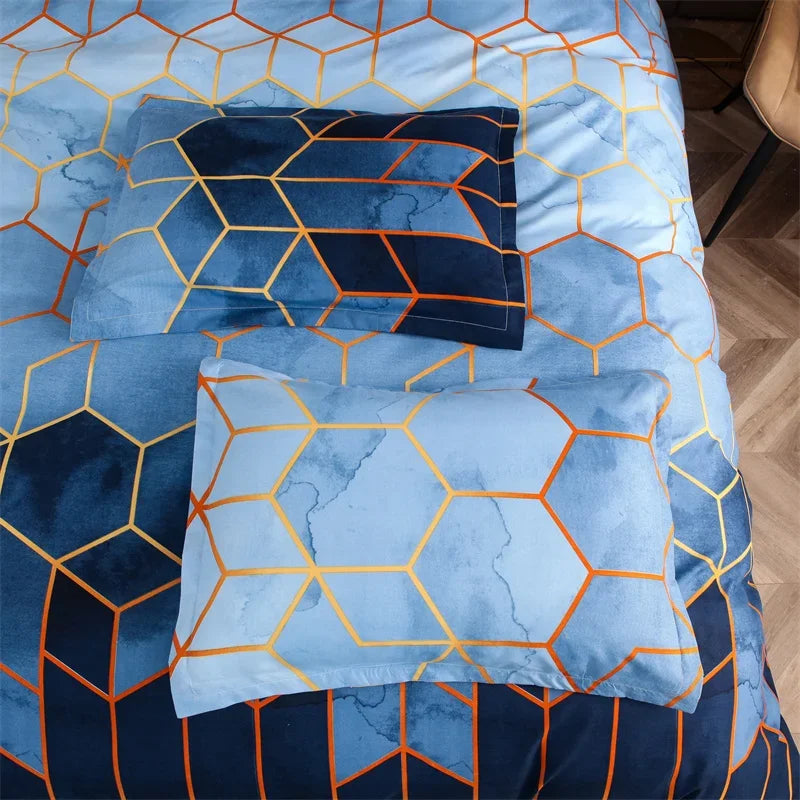 Conjunto de Cama Geométrico Mármore - Elegância - Casa Ornato