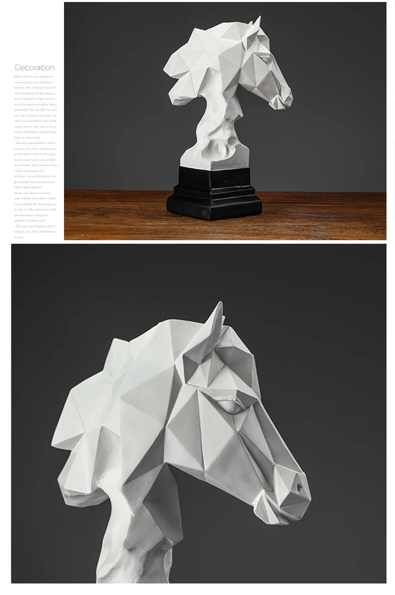 Escultura Cabeça de Cavalo para Decoração Interior, Figura De Cavalo Colecionável, Ornamento De Resina, Arte Exclusiva, Poligonal, 1PC