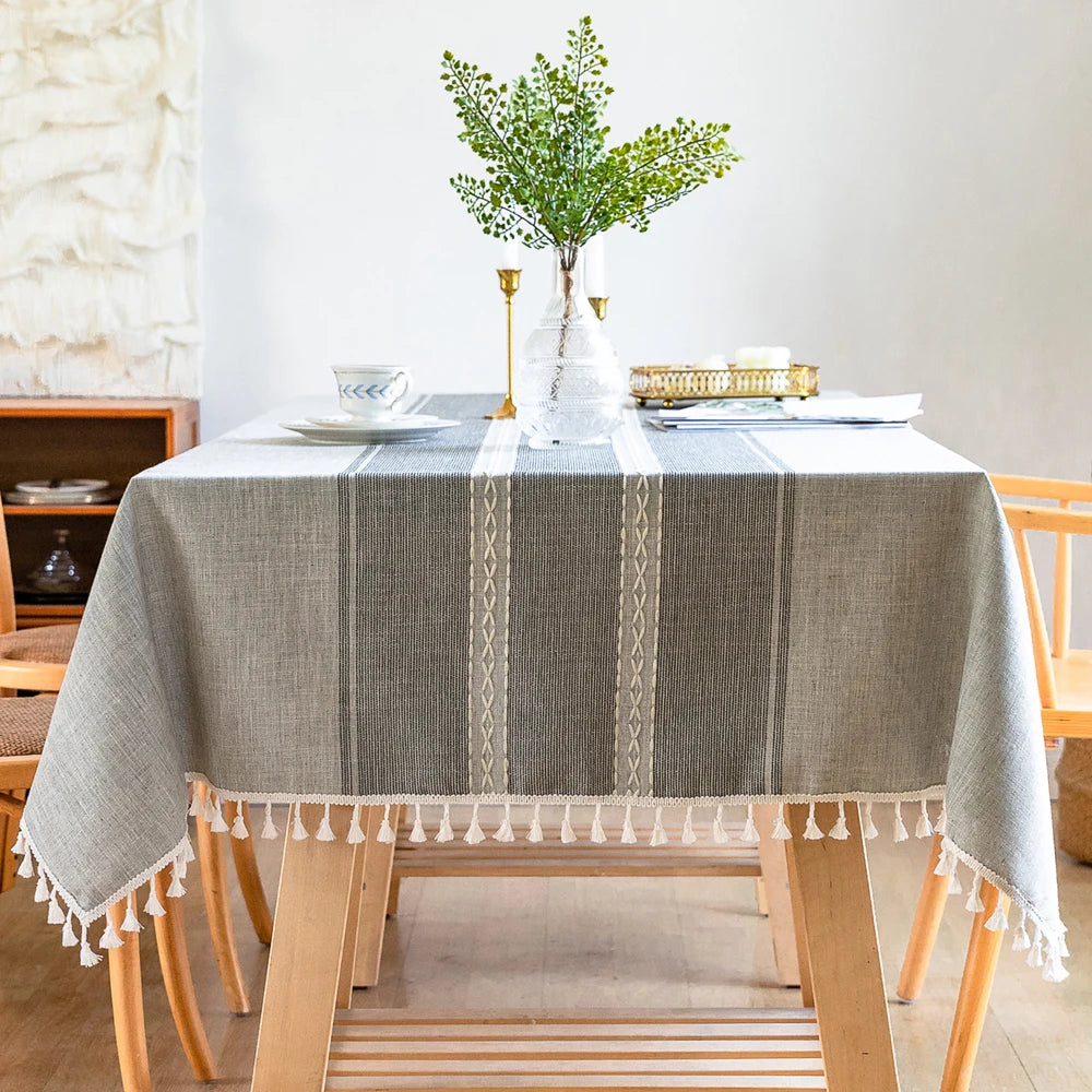 Toalha de mesa retangular redonda de linho batilo, toalha de mesa à prova d'água para jantar, mesa de café, cozinha, decoração de sala