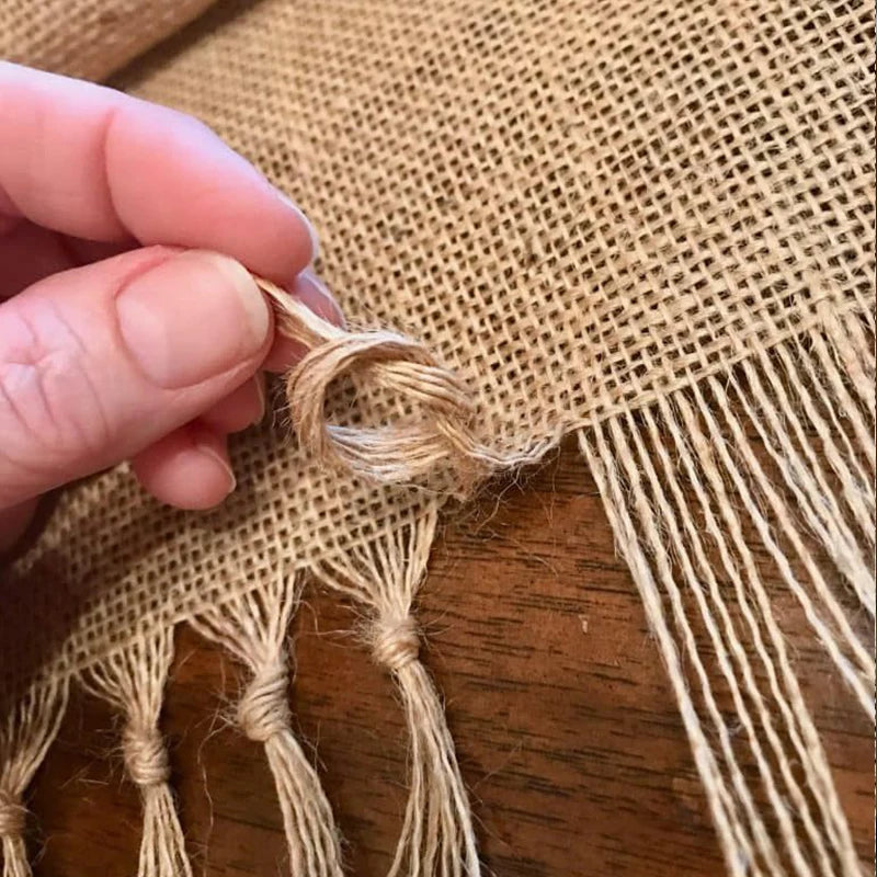 Corredor de Mesa de Juta com Borlas para Decoração - Casa Ornato