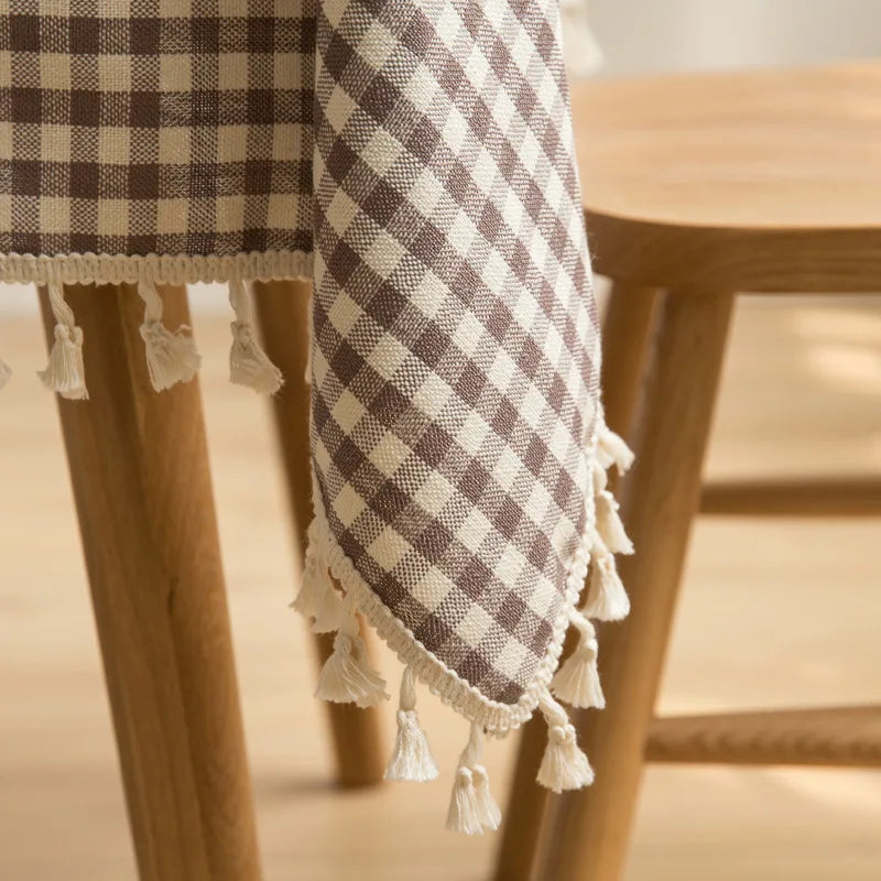 Toalha de mesa xadrez cozinha, casamento, toalha de mesa de férias decoração, toalha de mesa geométrica de piquenique de algodão boêmio ao ar livre