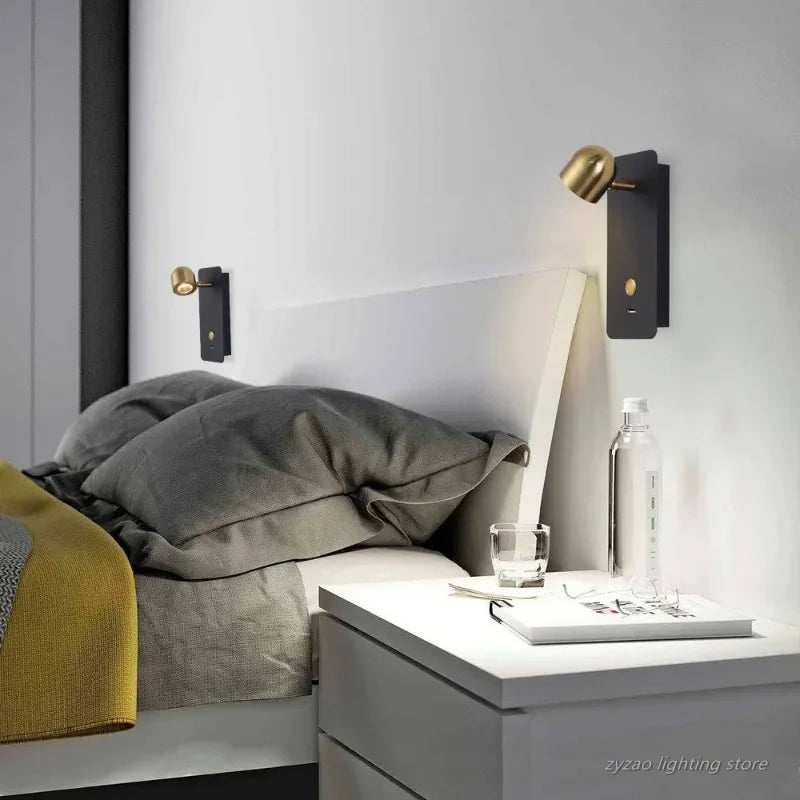 Nordic interior simples decorativo lâmpadas de parede do hotel quarto cabeceira lâmpada leitura interruptor chave usb recarregável luzes parede cabeceira