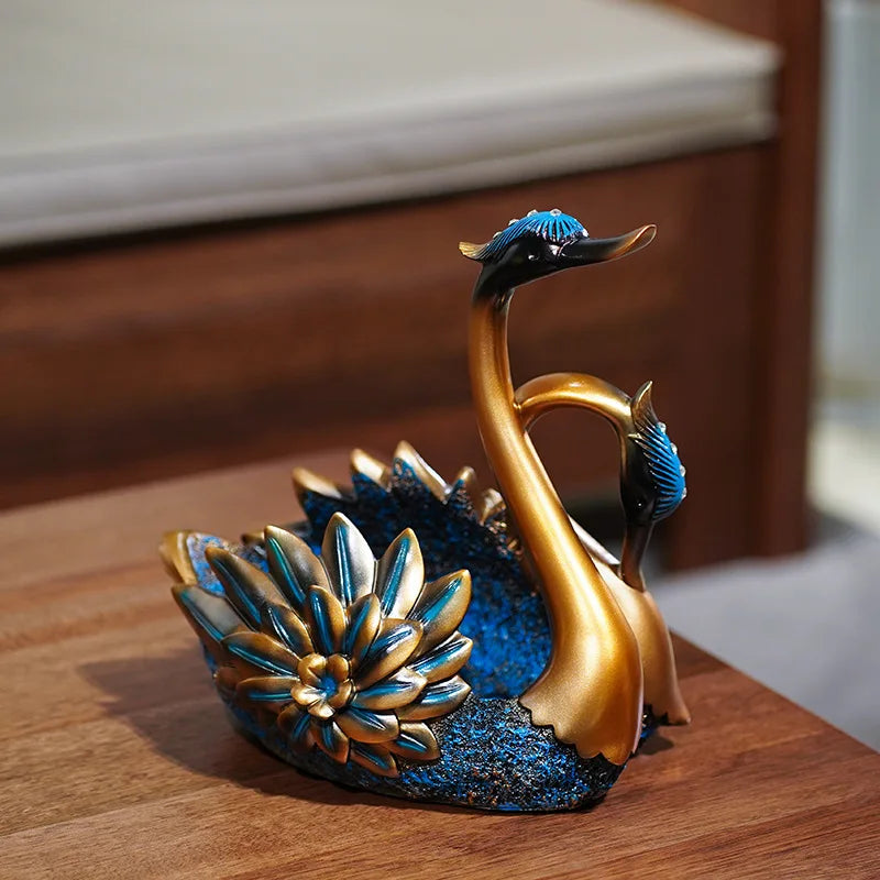 Ornamento de cisne estilo europeu, rack de vinho tinto, luz de luxo, sala de estar, casa, armário de vinho, decoração criativa