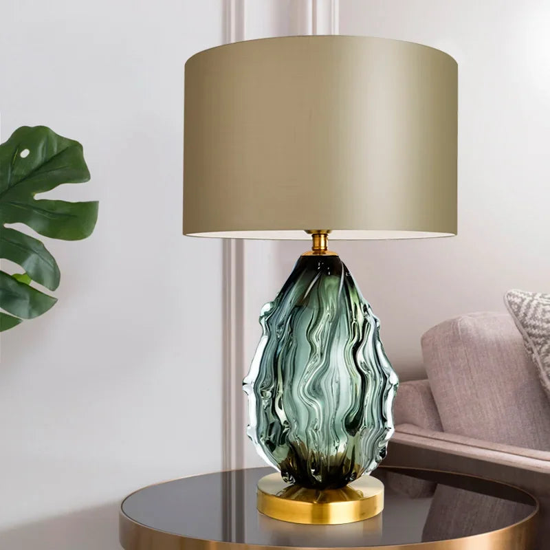Candeeiro de mesa de vidro criativo villa sala estar luxo avançado verde desktop lâmpada decorativa moda hotel cabeceira e27 lampada
