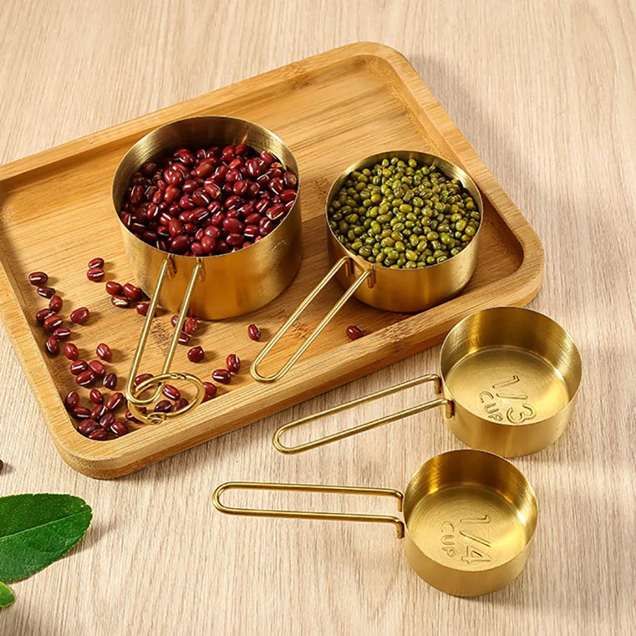 Conjunto de Medidores de Aço Inoxidável Dourado - 8 Peças - Casa Ornato