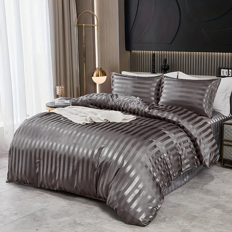 Maison Stripe – Coleção de Luxo em Cetim 3 Peças - Casa Ornato