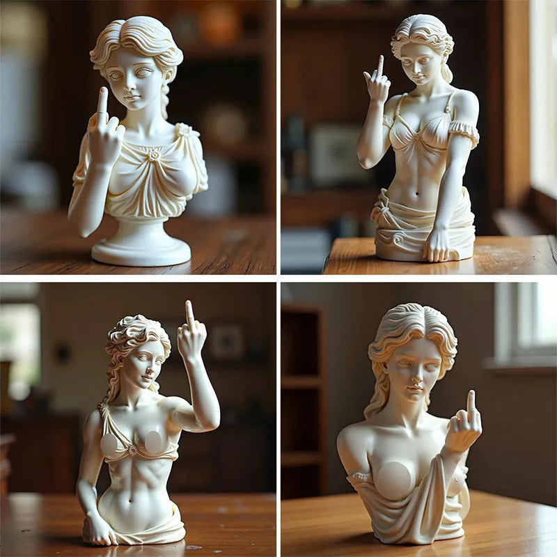 Viena deusa dedo médio engraçado estátua de resina casa interior jardim mesa escritório decorações personalizadas artesanato presentes especiais