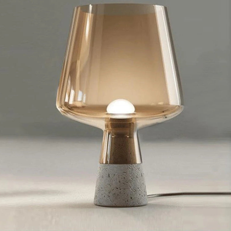 Luminária de Mesa Moderna em Cimento e Vidro - Casa Ornato