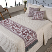 Kit Peseira Grécia 5 Peças – Cama King | Tecido Jacquard com Almofadas Cheias