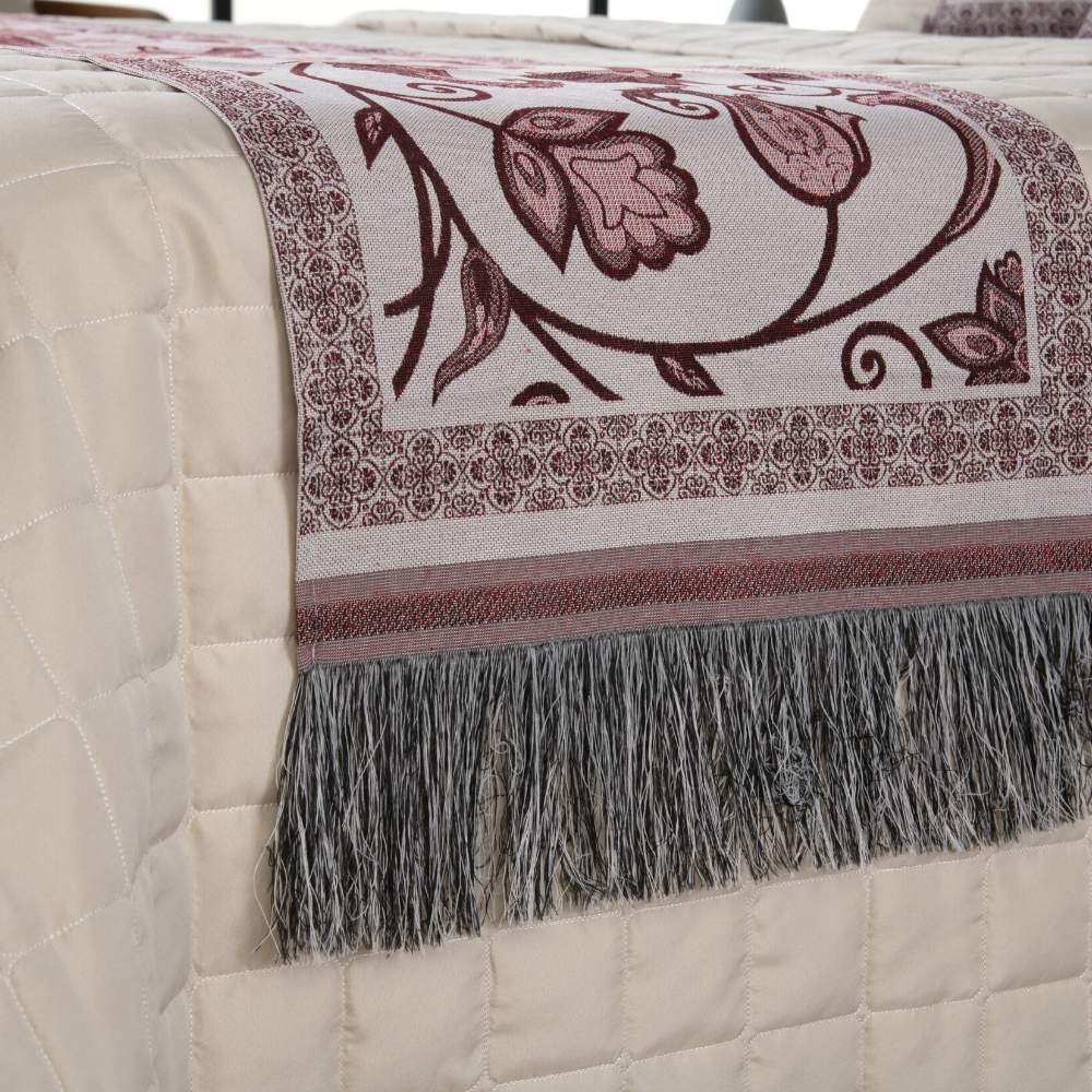 Kit Peseira Grécia 5 Peças – Cama King | Tecido Jacquard com Almofadas Cheias