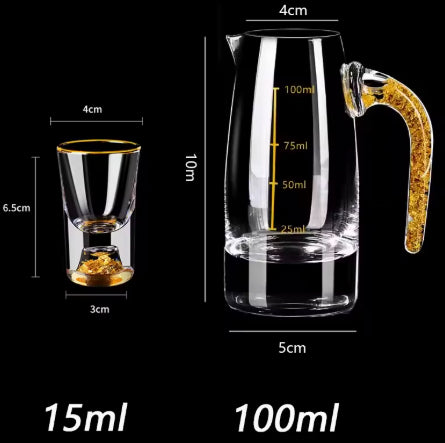 Conjunto Elegance de Copos de Cristal com Folha de Ouro