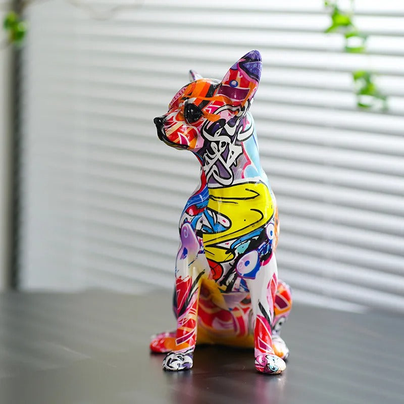 Estátua Chihuahua Colorida - Arte Moderna em Resina